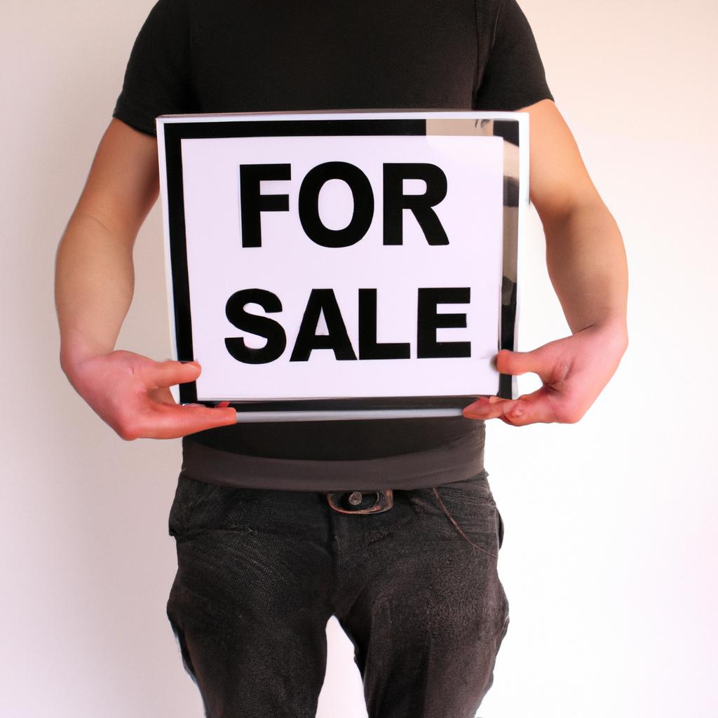 Person holding a For Sale sign
